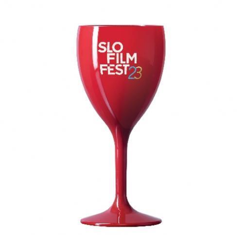 Printed Premium Red Plastic Wine Glasses Reusable  (312ml/11oz)